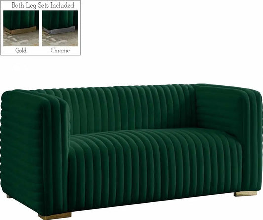 Meridian Furniture - Ravish Velvet Loveseat In Green - 640Green-L - ATL FURNITURE