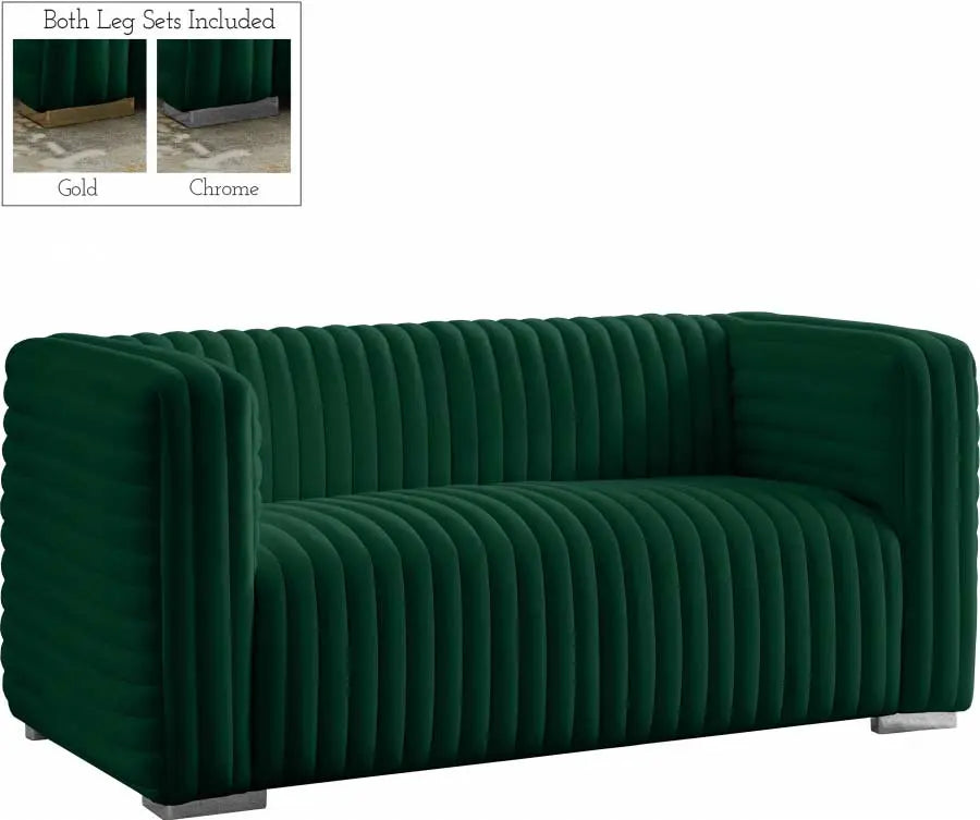 Meridian Furniture - Ravish Velvet Loveseat In Green - 640Green-L - ATL FURNITURE