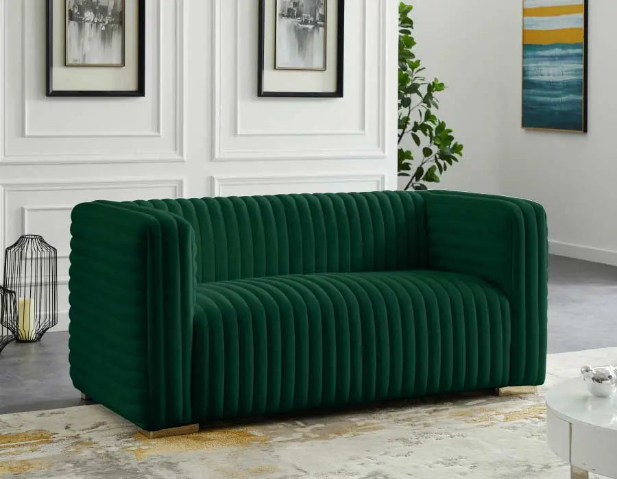 Meridian Furniture - Ravish Velvet Loveseat In Green - 640Green-L - ATL FURNITURE