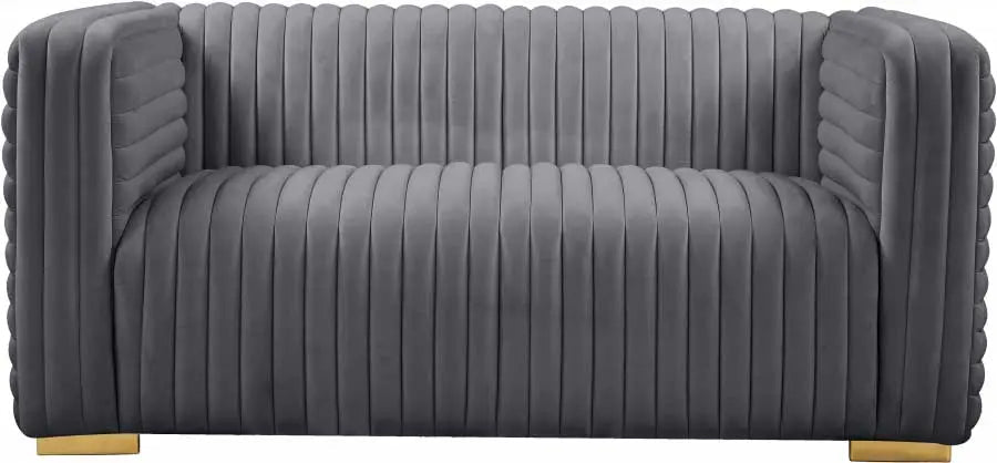 Meridian Furniture - Ravish Velvet Loveseat In Grey - 640Grey-L - ATL FURNITURE