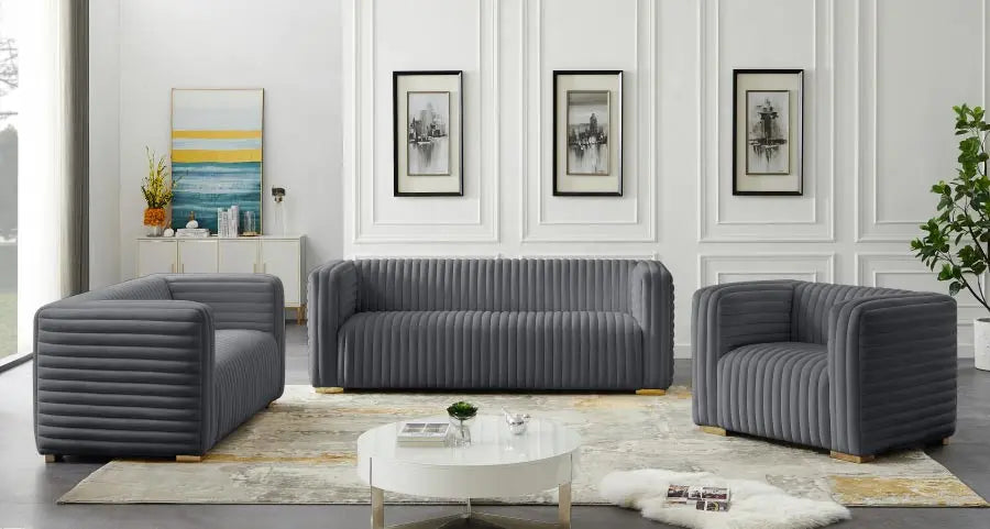 Meridian Furniture - Ravish Velvet Loveseat In Grey - 640Grey-L - ATL FURNITURE