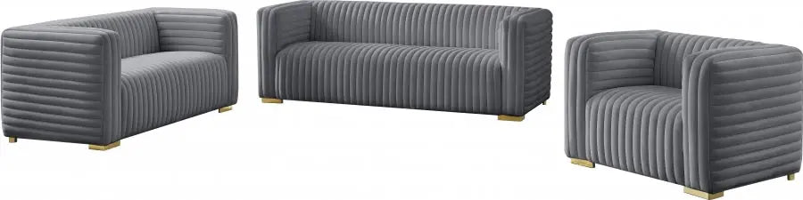 Meridian Furniture - Ravish Velvet Loveseat In Grey - 640Grey-L - ATL FURNITURE