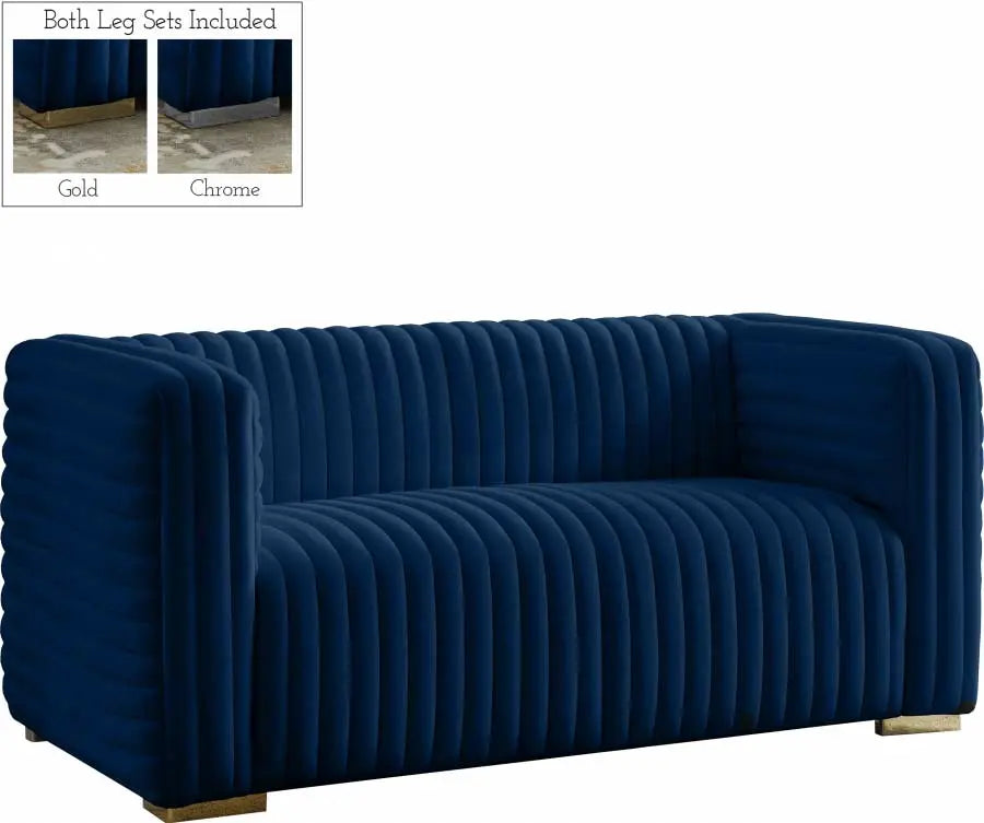 Meridian Furniture - Ravish Velvet Loveseat In Navy - 640Navy-L - ATL FURNITURE