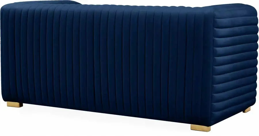 Meridian Furniture - Ravish Velvet Loveseat In Navy - 640Navy-L - ATL FURNITURE