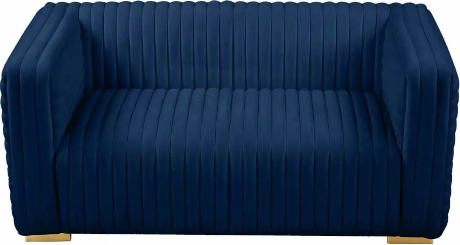 Meridian Furniture - Ravish Velvet Loveseat In Navy - 640Navy-L - ATL FURNITURE