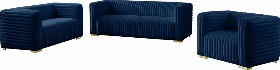 Meridian Furniture - Ravish Velvet Loveseat In Navy - 640Navy-L - ATL FURNITURE