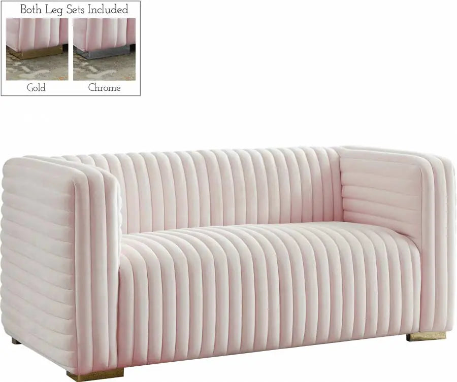 Meridian Furniture - Ravish Velvet Loveseat In Pink - 640Pink-L - ATL FURNITURE