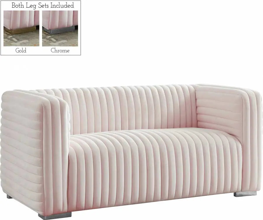 Meridian Furniture - Ravish Velvet Loveseat In Pink - 640Pink-L - ATL FURNITURE