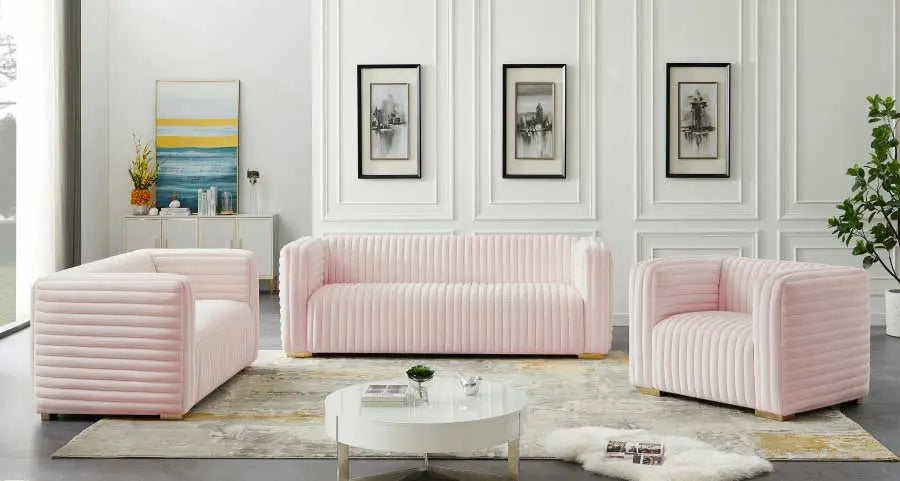 Meridian Furniture - Ravish Velvet Loveseat In Pink - 640Pink-L - ATL FURNITURE