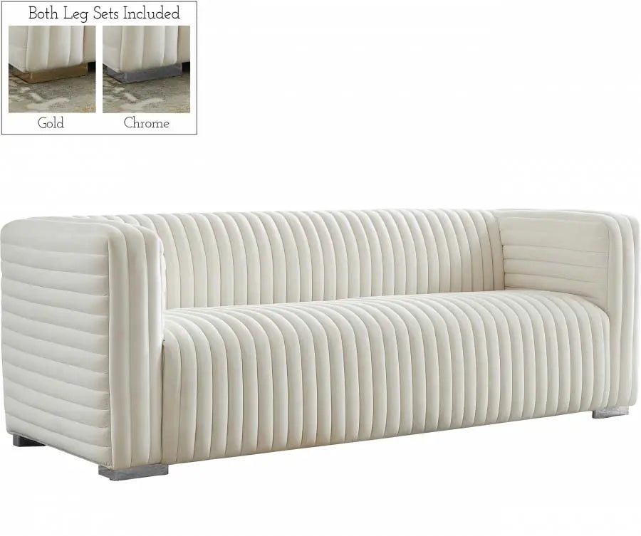 Meridian Furniture - Ravish Velvet Sofa In Cream - 640Cream-S - ATL FURNITURE