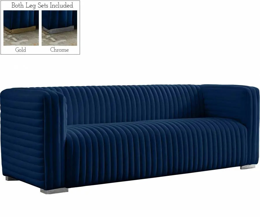 Meridian Furniture - Ravish Velvet Sofa In Navy - 640Navy-S - ATL FURNITURE