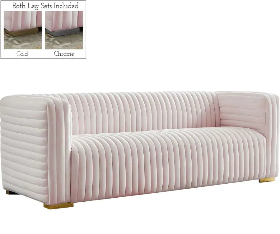 Meridian Furniture - Ravish Velvet Sofa In Pink - 640Pink-S - ATL FURNITURE