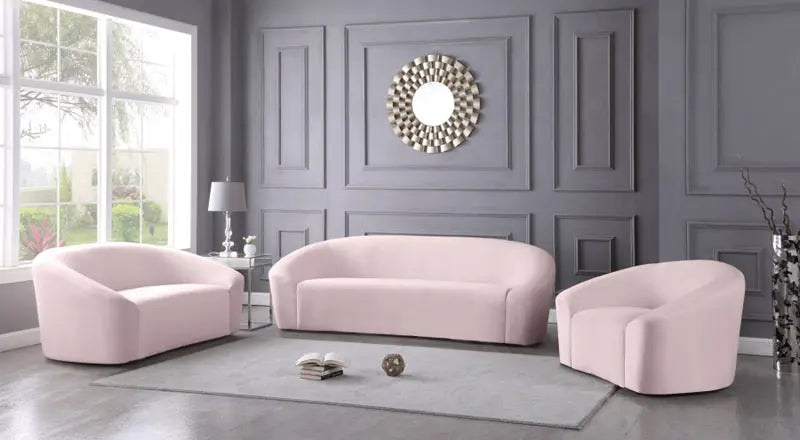 Meridian Furniture - Riley 3 Piece Living Room Set In Pink - 610Pink-S-3Set - ATL FURNITURE