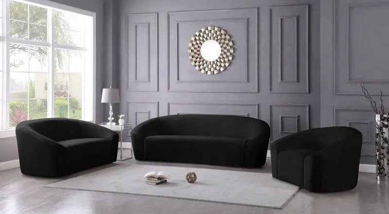 Meridian Furniture - Riley Velvet Chair In Black - 610Black-C - ATL FURNITURE