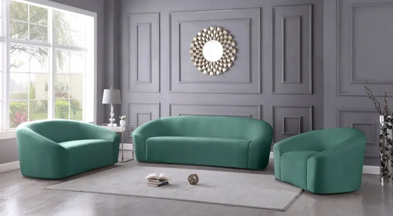 Meridian Furniture - Riley Velvet Chair In Mint - 610Mint-C - ATL FURNITURE