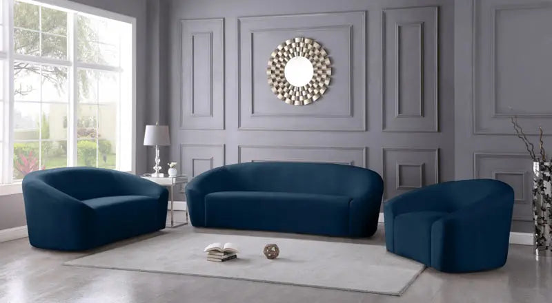 Meridian Furniture - Riley Velvet Chair In Navy - 610Navy-C - ATL FURNITURE