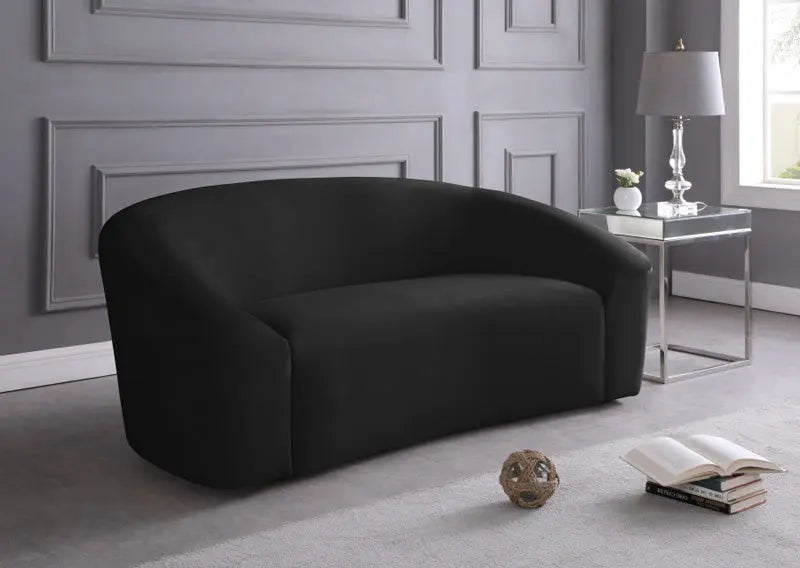 Meridian Furniture - Riley Velvet Loveseat In Black - 610Black-L - ATL FURNITURE