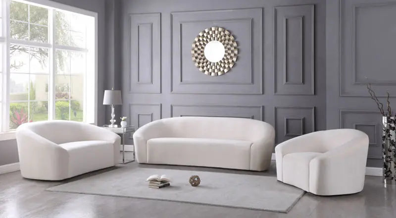 Meridian Furniture - Riley Velvet Loveseat In Cream - 610Cream-L - ATL FURNITURE