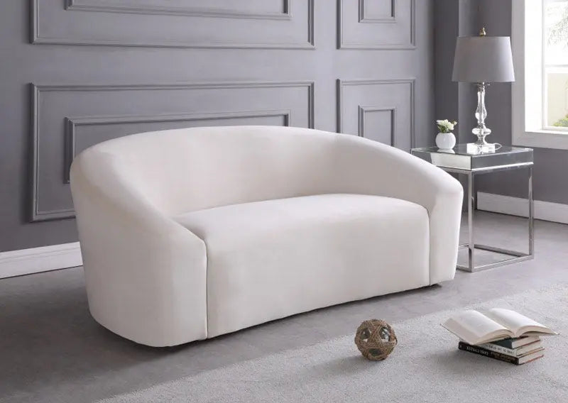 Meridian Furniture - Riley Velvet Loveseat In Cream - 610Cream-L - ATL FURNITURE
