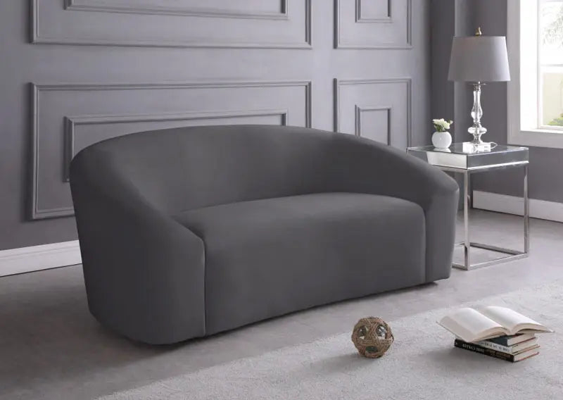 Meridian Furniture - Riley Velvet Loveseat In Grey - 610Grey-L - ATL FURNITURE