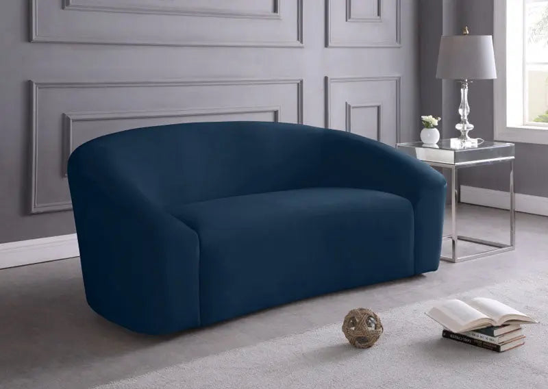 Meridian Furniture - Riley Velvet Loveseat In Navy - 610Navy-L - ATL FURNITURE
