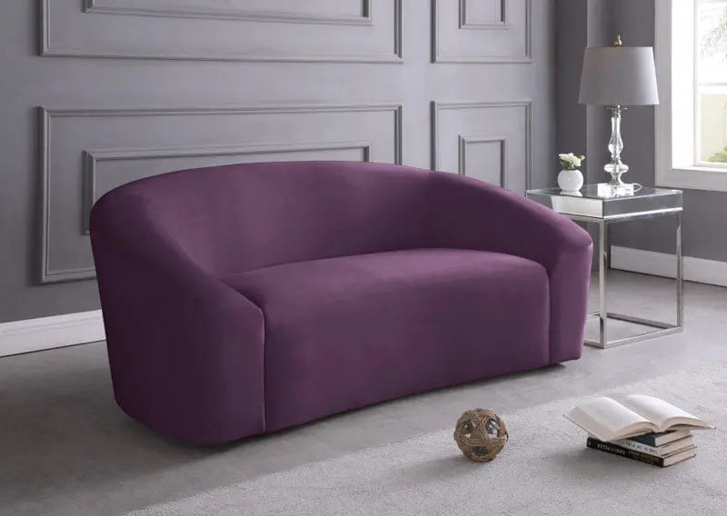 Meridian Furniture - Riley Velvet Loveseat In Purple - 610Purple-L - ATL FURNITURE