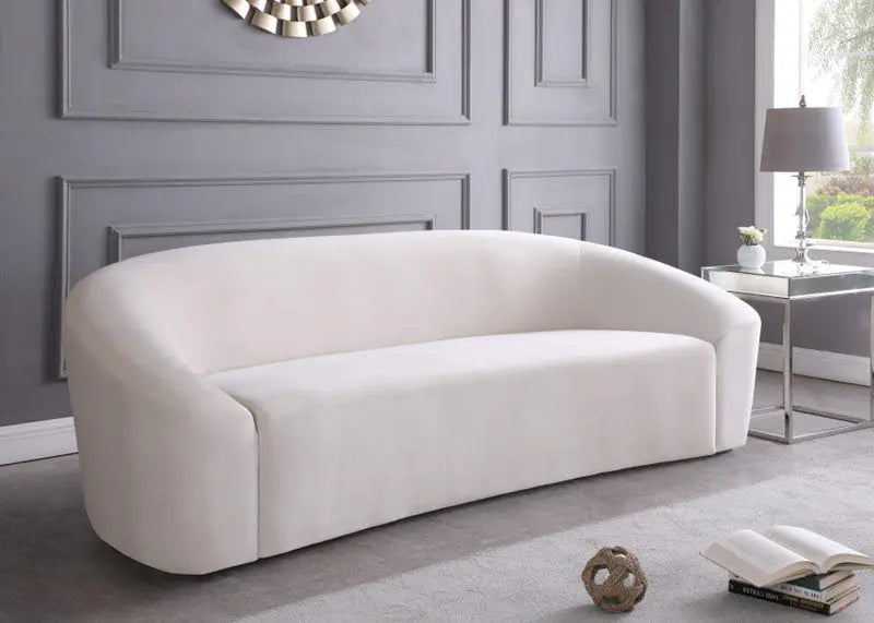 Meridian Furniture - Riley Velvet Sofa In Cream - 610Cream-S - ATL FURNITURE