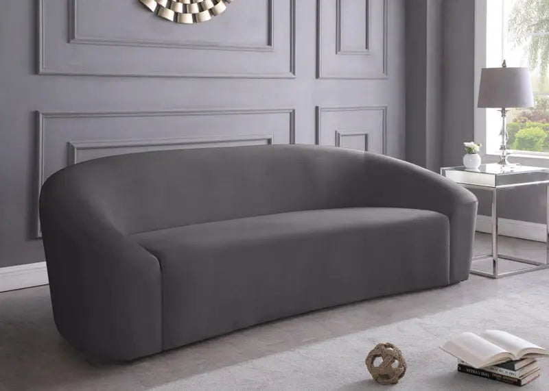 Meridian Furniture - Riley Velvet Sofa In Grey - 610Grey-S - ATL FURNITURE