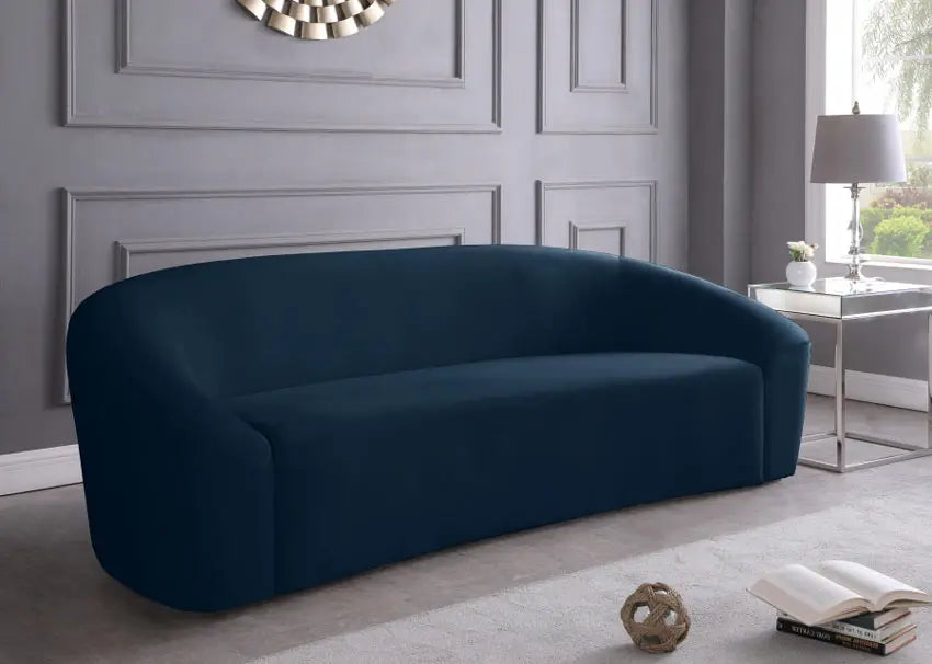 Meridian Furniture - Riley Velvet Sofa In Navy - 610Navy-S - ATL FURNITURE