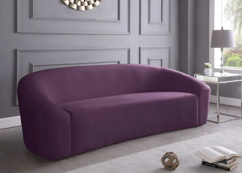 Meridian Furniture - Riley Velvet Sofa In Purple - 610Purple-S - ATL FURNITURE