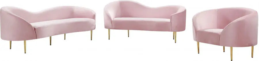 Meridian Furniture - Ritz 3 Piece Living Room Set In Pink - 659Pink-S-3Set - ATL FURNITURE