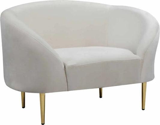 Meridian Furniture - Ritz Velvet Chair In Cream - 659Cream-C - ATL FURNITURE