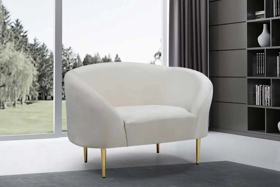 Meridian Furniture - Ritz Velvet Chair In Cream - 659Cream-C - ATL FURNITURE