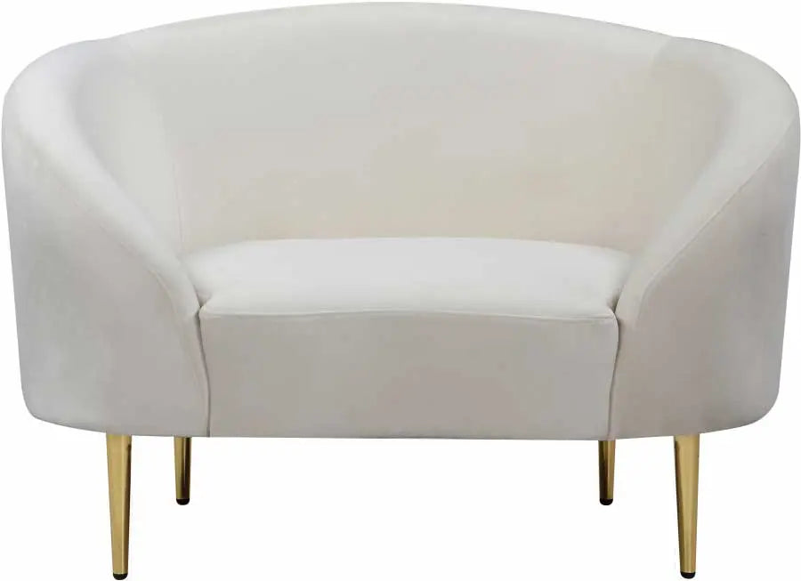 Meridian Furniture - Ritz Velvet Chair In Cream - 659Cream-C - ATL FURNITURE