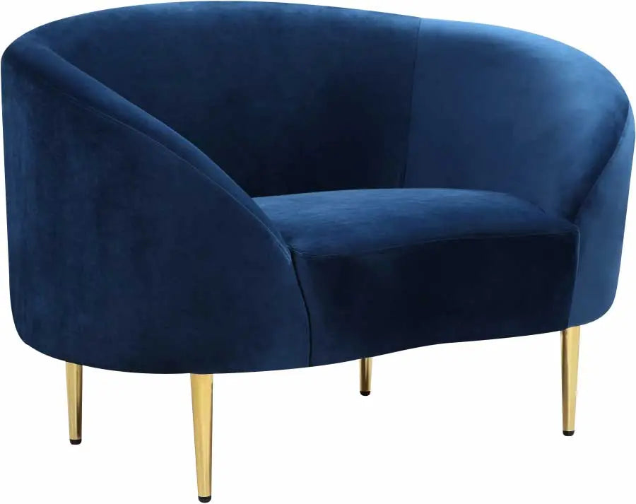 Meridian Furniture - Ritz Velvet Chair In Navy - 659Navy-C - ATL FURNITURE