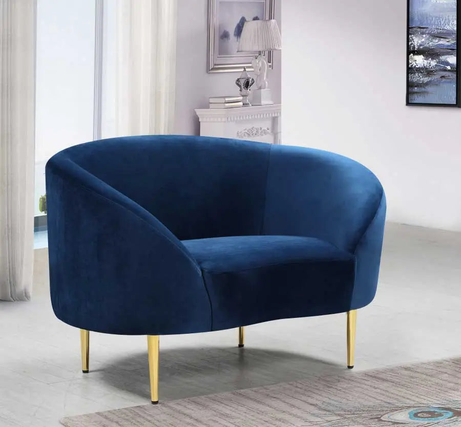 Meridian Furniture - Ritz Velvet Chair In Navy - 659Navy-C - ATL FURNITURE