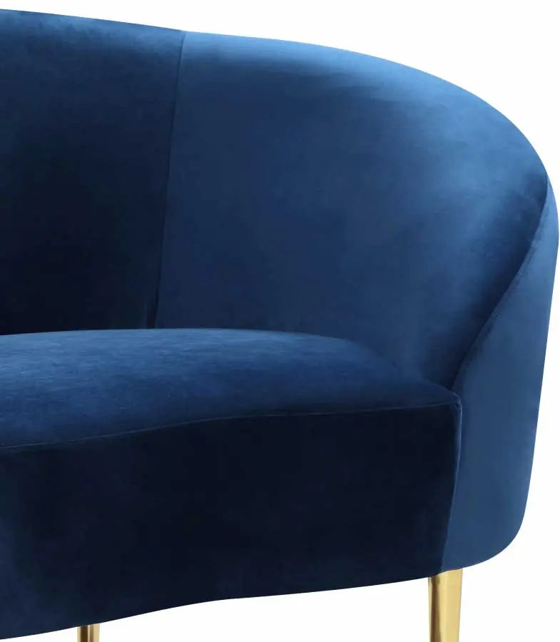 Meridian Furniture - Ritz Velvet Chair In Navy - 659Navy-C - ATL FURNITURE