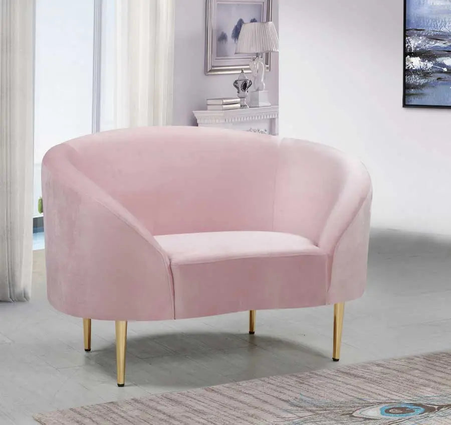 Meridian Furniture - Ritz Velvet Chair In Pink - 659Pink-C - ATL FURNITURE