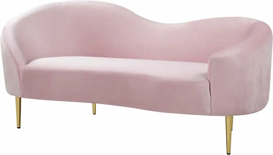 Meridian Furniture - Ritz Velvet Loveseat In Pink - 659Pink-L - ATL FURNITURE
