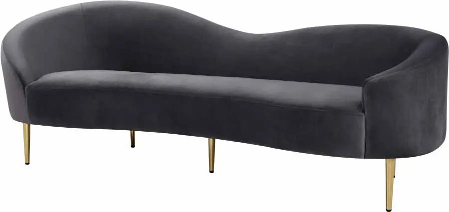 Meridian Furniture - Ritz Velvet Sofa In Grey - 659Grey-S - ATL FURNITURE