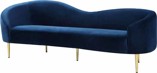 Meridian Furniture - Ritz Velvet Sofa In Navy - 659Navy-S - ATL FURNITURE