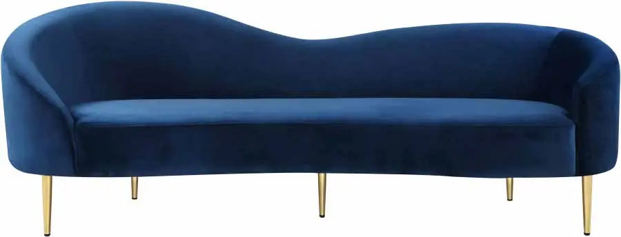 Meridian Furniture - Ritz Velvet Sofa In Navy - 659Navy-S - ATL FURNITURE