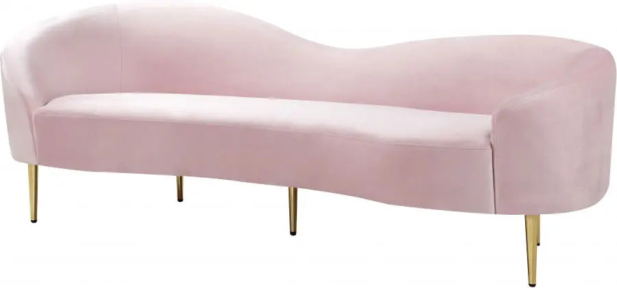 Meridian Furniture - Ritz Velvet Sofa In Pink - 659Pink-S - ATL FURNITURE