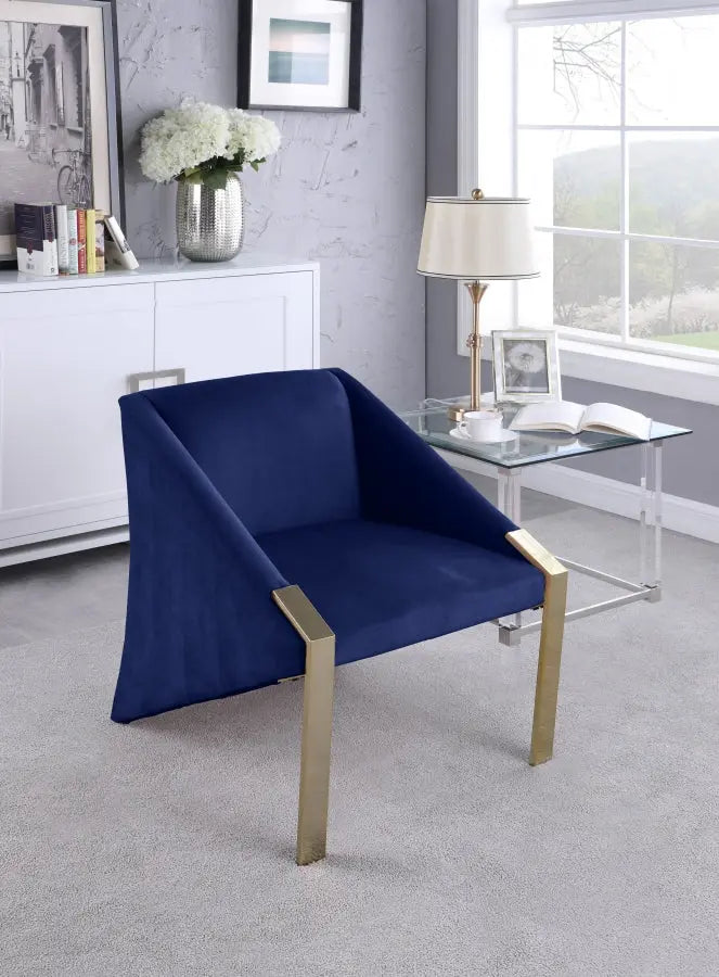 Meridian Furniture - Rivet Accent Chair In Navy - 593Navy - ATL FURNITURE