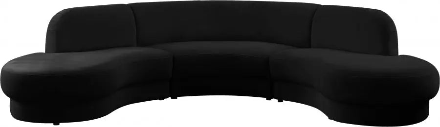 Rosa Velvet 3 Piece Sectional In Black - ATL FURNITURE