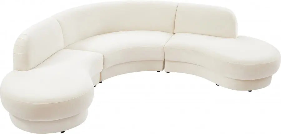 Rosa Velvet 3 Piece Sectional In Cream - ATL FURNITURE