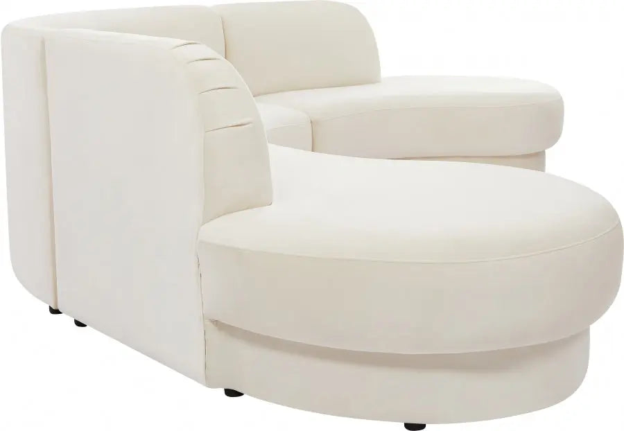 Rosa Velvet 3 Piece Sectional In Cream - ATL FURNITURE