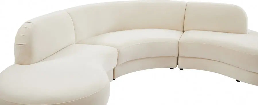 Rosa Velvet 3 Piece Sectional In Cream - ATL FURNITURE