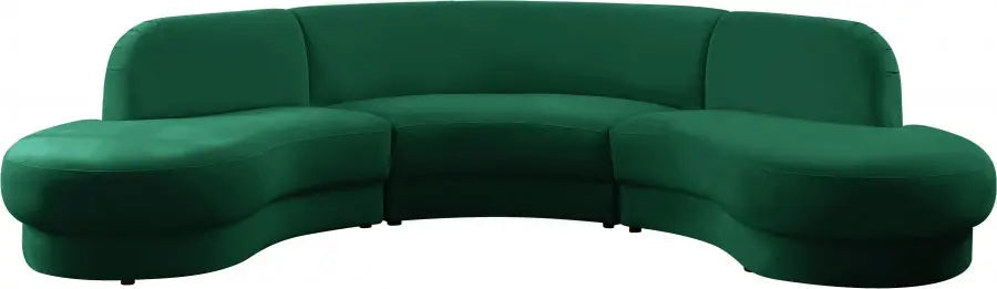 Rosa Velvet 3 Piece Sectional In Green - ATL FURNITURE