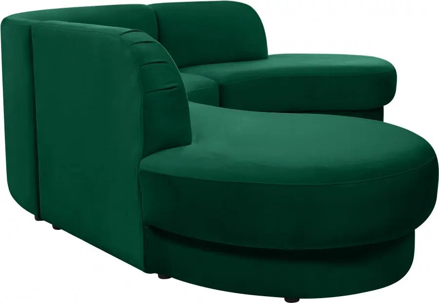 Rosa Velvet 3 Piece Sectional In Green - ATL FURNITURE